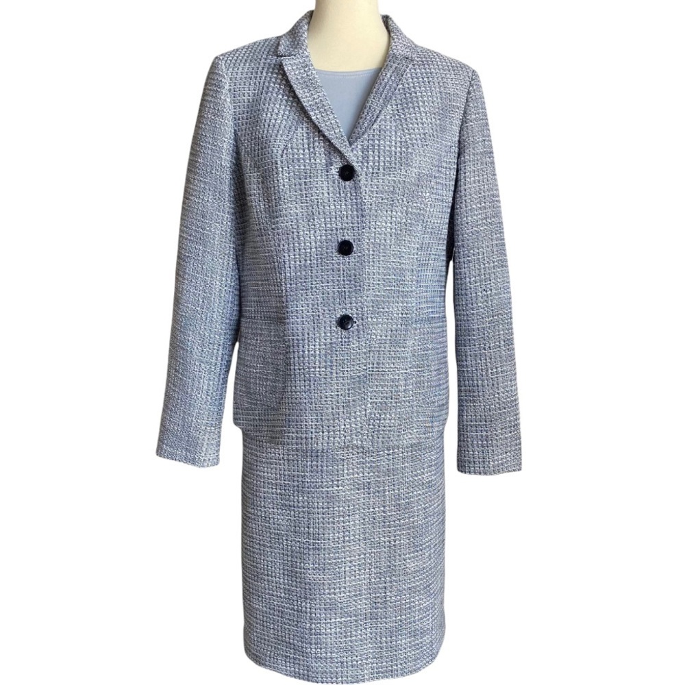 Pendleton Jacket Blazer and Skirt Set Suit Gray Tweed
